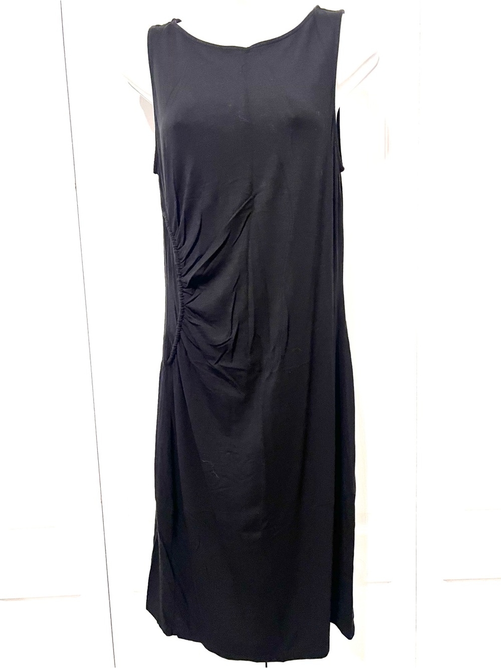 Tommy Bahama Black Sleeveless Midi Shift Dress-Gathered waist SIde-Medium-Casual